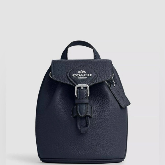 COACH Amelia Convertible Crossbody/Bagpack Soft Pebble Leather Silver/Denim NWOT - Picture 1 of 12
